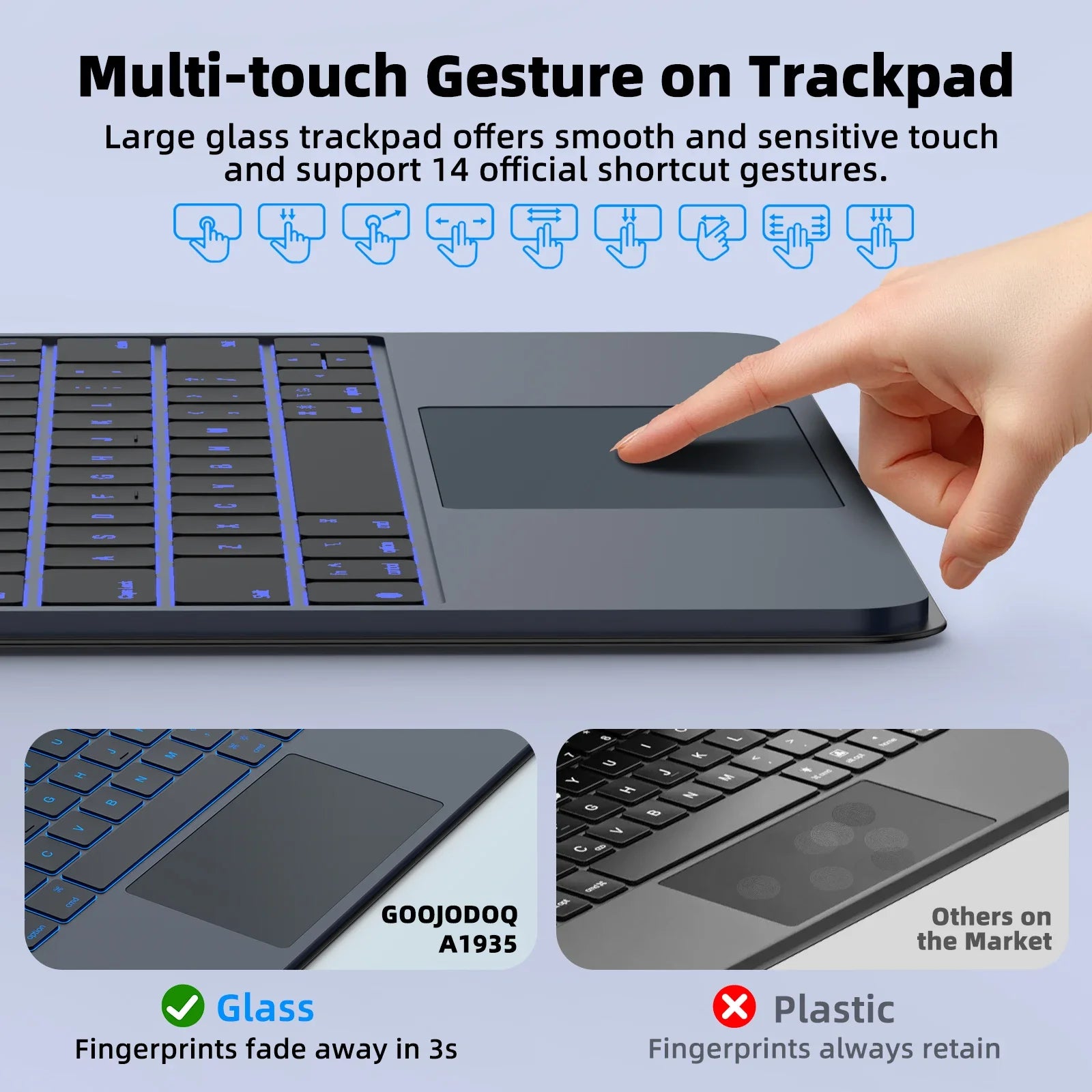 GOOJODOQ Ultra Thin Magic Keyboard for iPad Pro 11 Air 11 M3/M2 Pro 12.9 Pro 13 Pad A16 Glass Trackpad Aluminum Alloy Keyboard