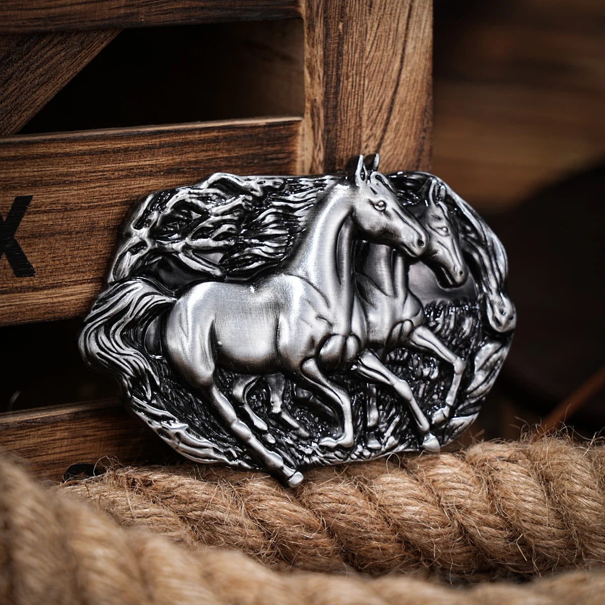 Belt Buckle – Western Cowboy Rodeo – Large – Silver | KIMLUD