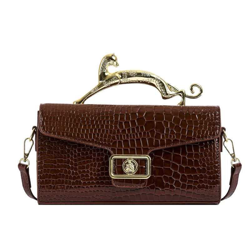 PU Crossbody Shell Bag With Lock And Architectural Silhouette For Downtown Luxury — Black | KIMLUD