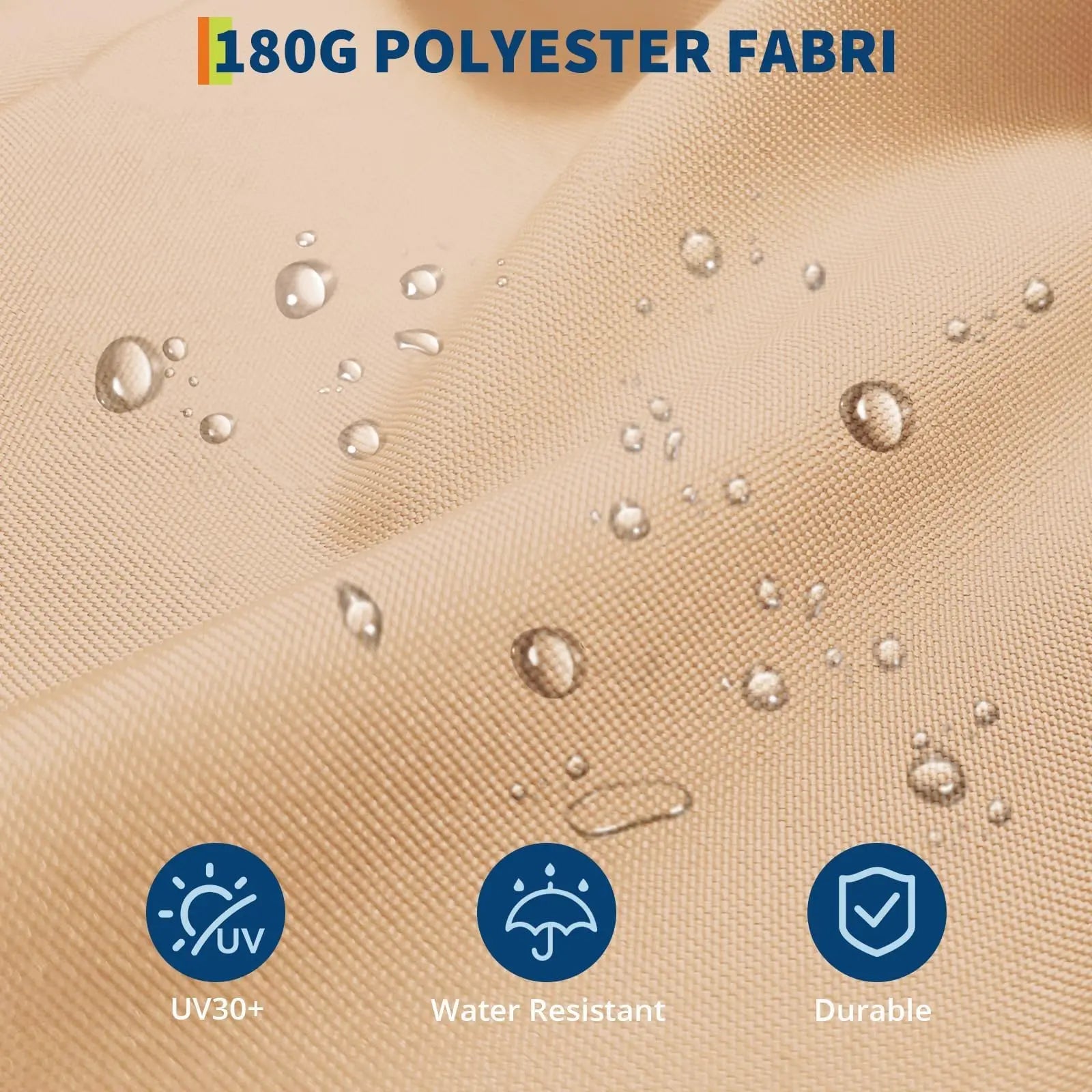 Powder-Coated Metal Crank Umbrella — Beige | KIMLUD