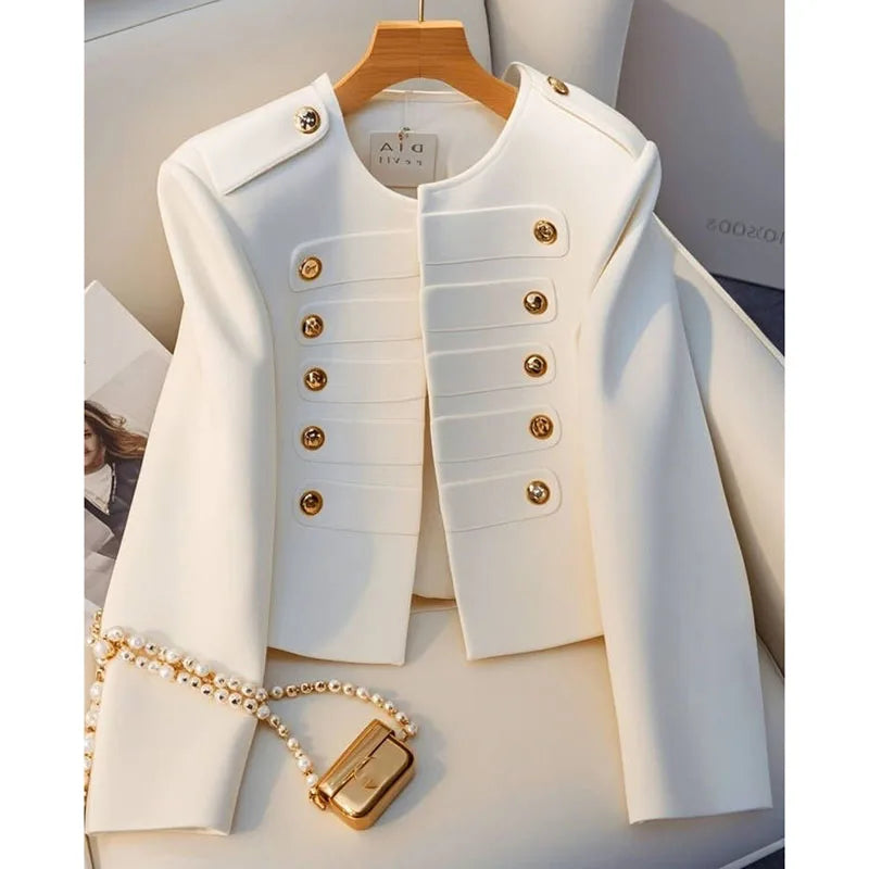 Korean Fashion Women's Jackets 2025 Autumn All-match New white Long Sleeve Temperament Top Lady Ladies Short Coat Outerwear