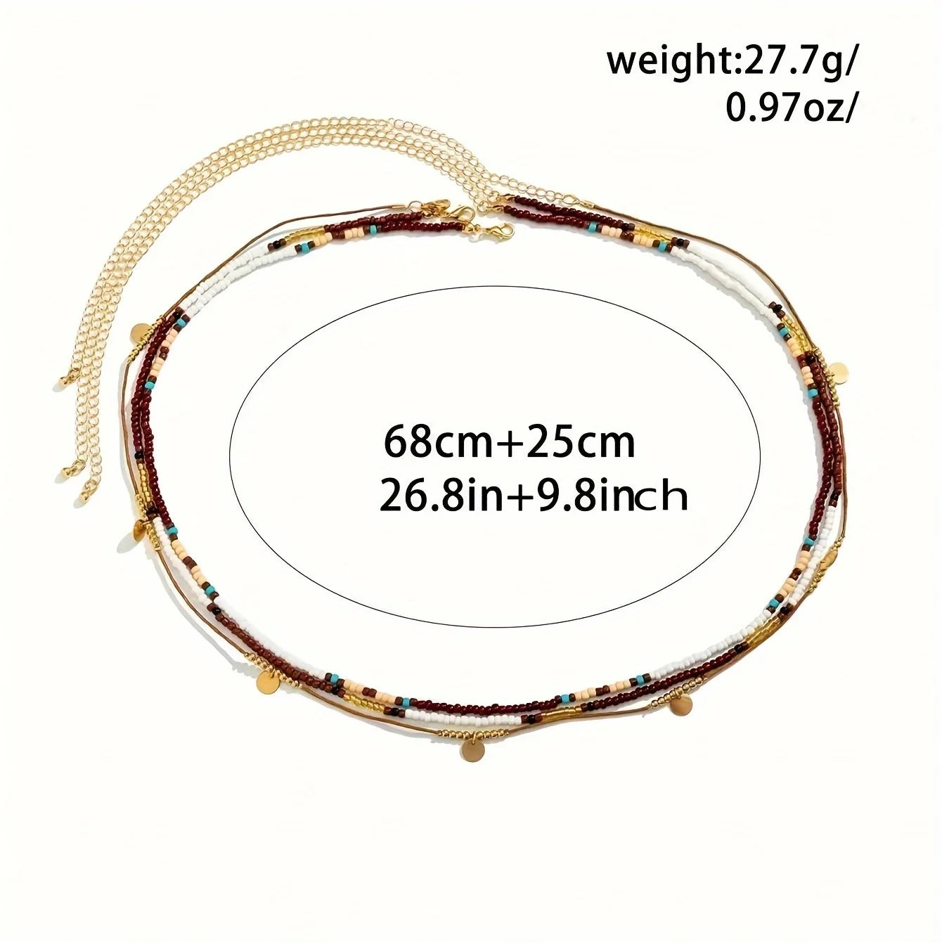 Bohemian Glass Bead Waist Chain Three-Piece Set For Vacation Glow — Multi | KIMLUD