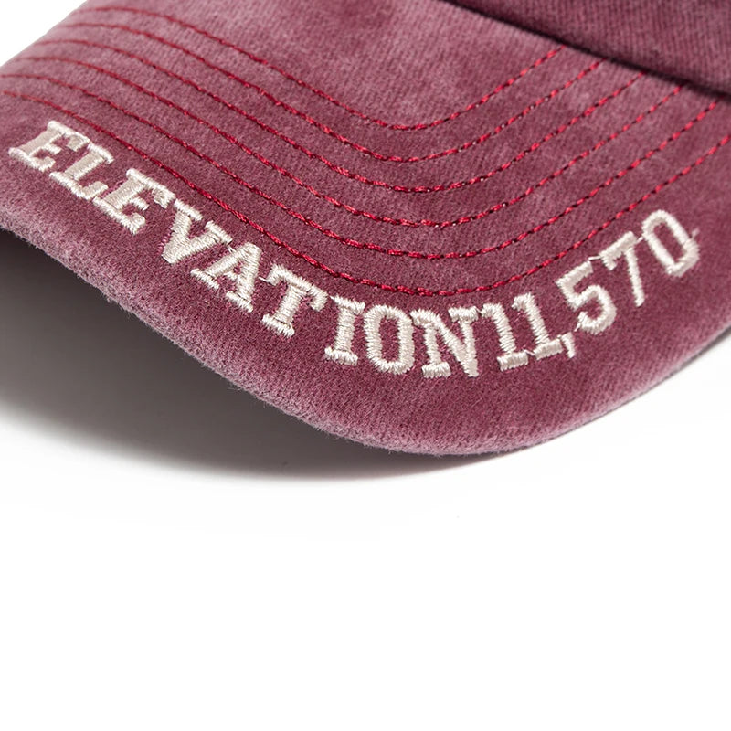 Cotton Baseball Cap VAIL Letter Embroidered — Black | KIMLUD