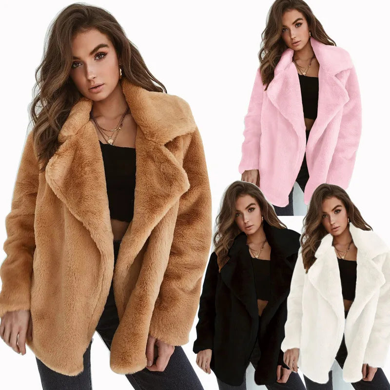 Fashionable autumn and winter WISH jacket sexy plush lapel slim jacket