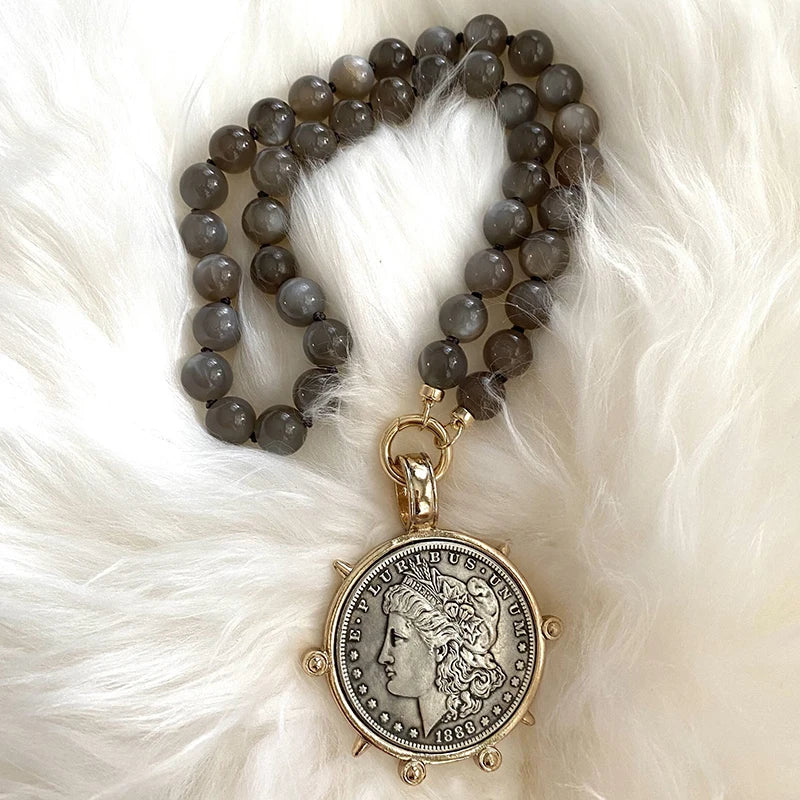 Copper Orla Coin Pendant Necklace — Copper | KIMLUD