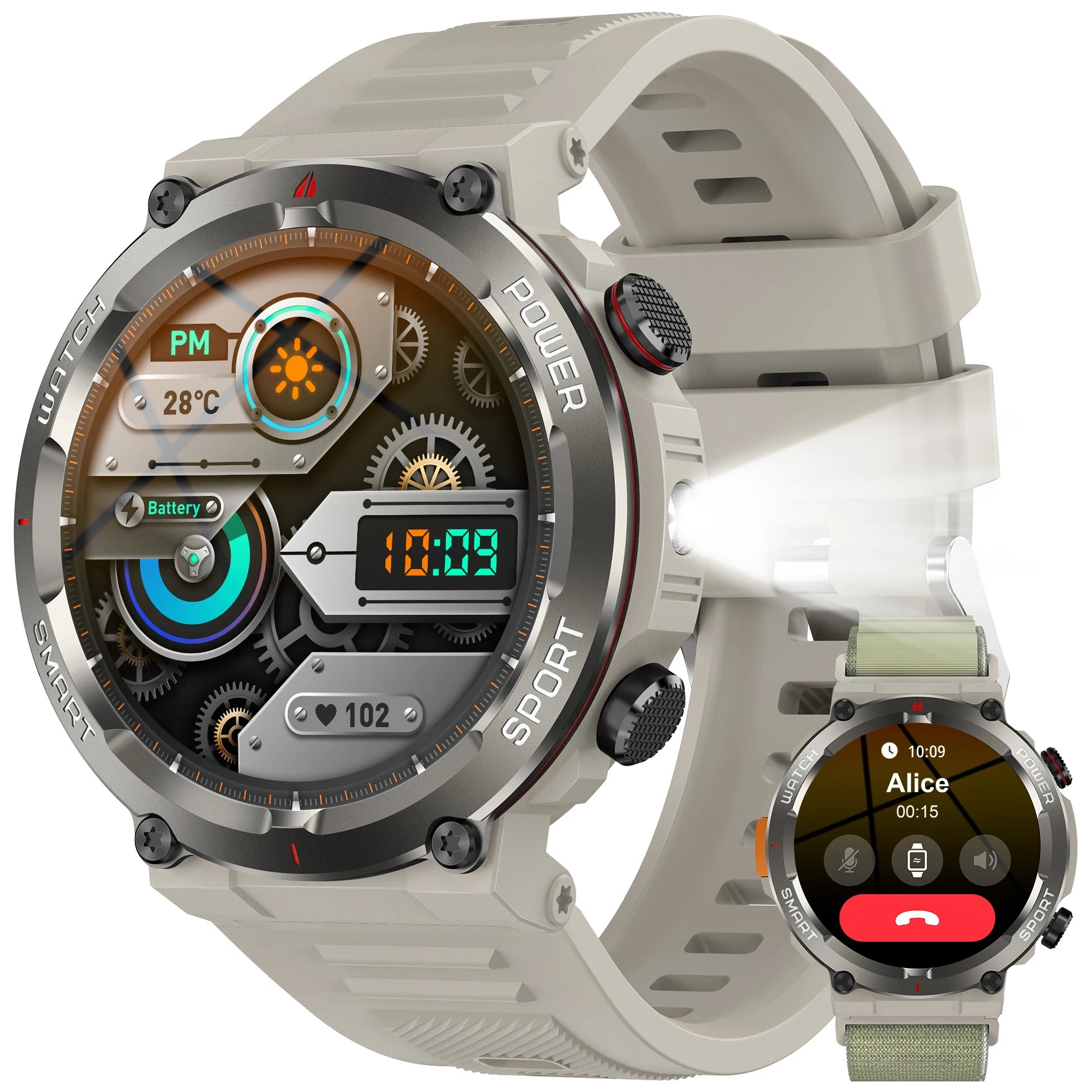 Blackview W50 Pro Waterproof Smart Watch with LED Flashlight 960mAh Battery Life Bluetooth Call Outdoor Watches for Man Woman