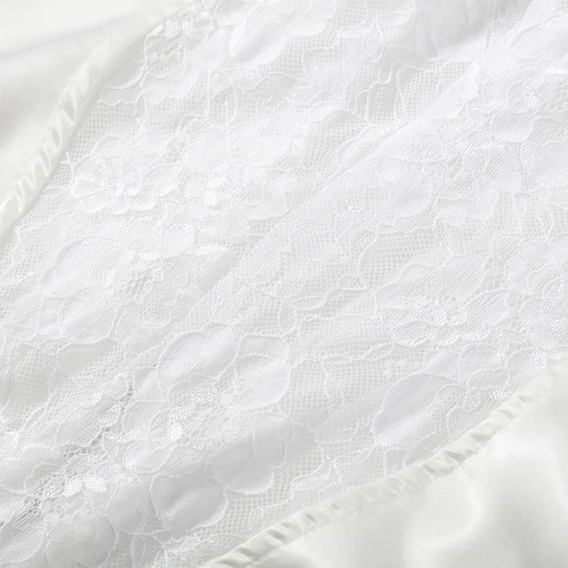 Lace Sling Satin Sheer Mini Dress — White | KIMLUD