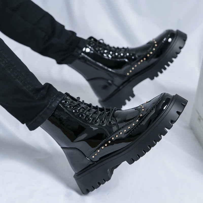 Men's Motorcycle Boots – Platform – Genuine Leather | KIMLUD