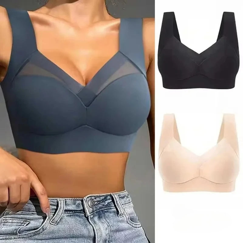 Seamless Breathable Wireless Sports Bra L-6XL Backless Luxe — Midnight Blue | KIMLUD
