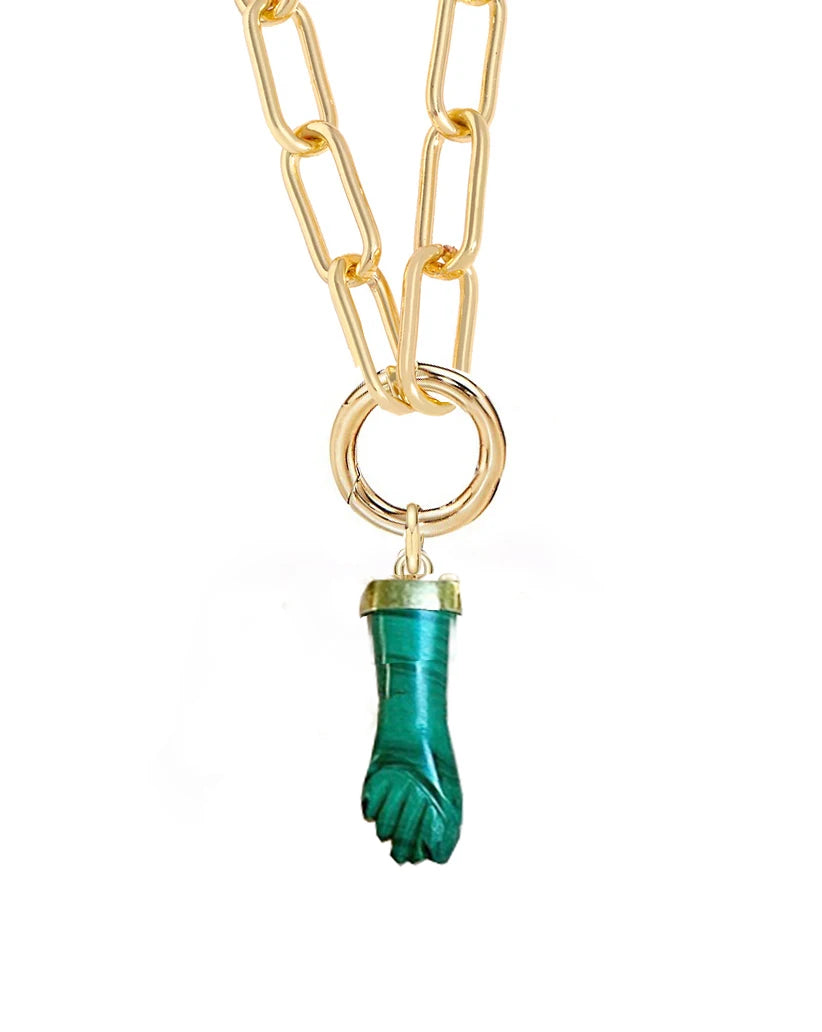 Malachite Two-Tone Horse Coin Necklace — Green | KIMLUD
