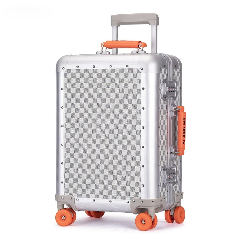 Aluminum Magnesium Alloy Rolling Suitcases — Silver | KIMLUD