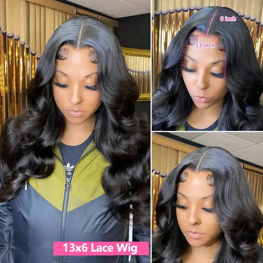 HD Transparent Lace Front Wig 13x6 Body Wave — Black | KIMLUD