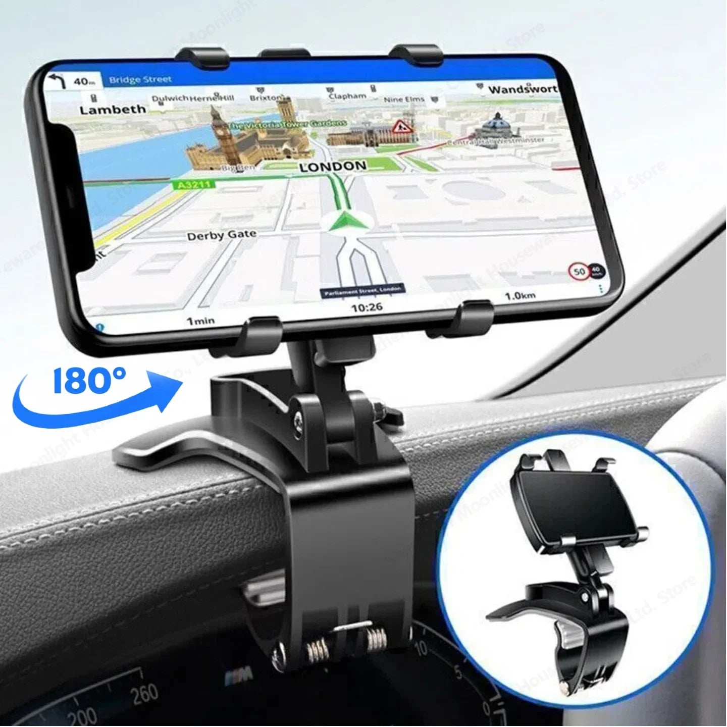 360 Degree Rotation Car Phone Holder Stand Universal Car Dashboard Clip Mount GPS Bracket For iPhone Samsung Xiaomi Huawei Phone