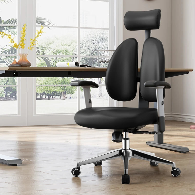 Premium Metal Office Chair With Armrests And Smooth Swivel Wheels — Black | KIMLUD