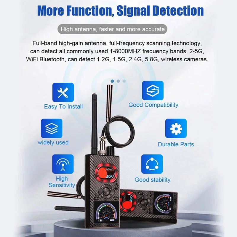 Anti Spy Detector RF Signal Scan Finder — Black | KIMLUD