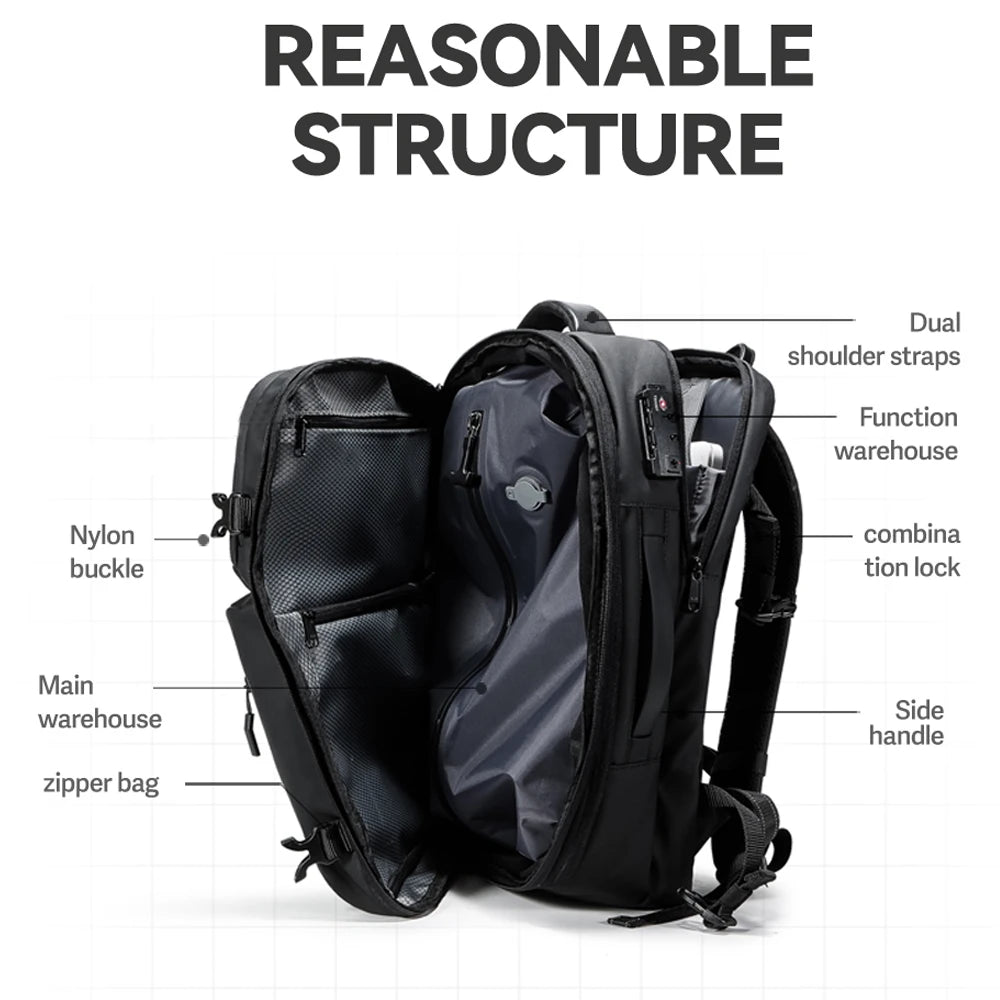 Men Travel Backpack vacuum compression 35L Laptop Backpack Business Large Capacity school Backpack Expanded Hiking backpack