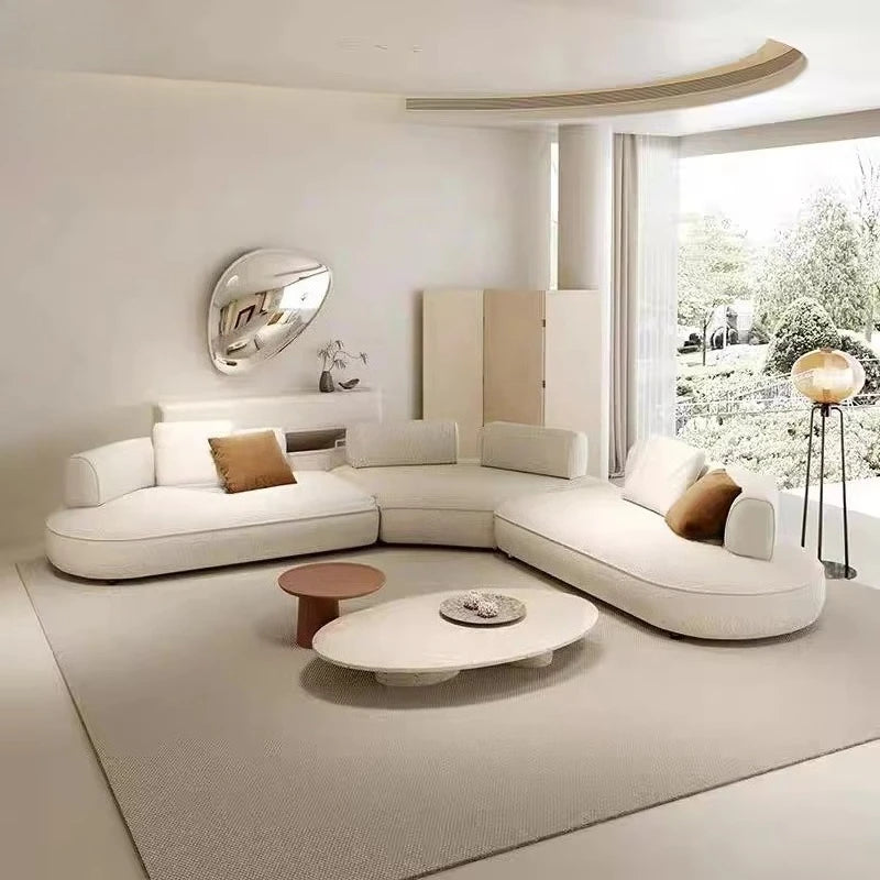 Italian Luxurious Living Room Modular Sofa Set with High-end Villa Quality Velvet Design Curved Sofa