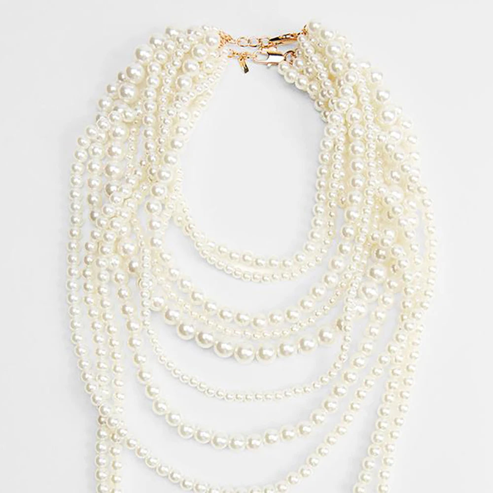 KIMLUD, Girlgo Zaa MULTI-STRAND FAUX PEARL NECKLACE,Autumn Suit Sweater, Long Necklace, Daily Shopping Wedding Jewelry, KIMLUD Womens Clothes