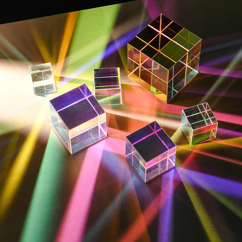 Crystal Prism Cube 20mm Hexahedral — Iridescent Rainbow | KIMLUD