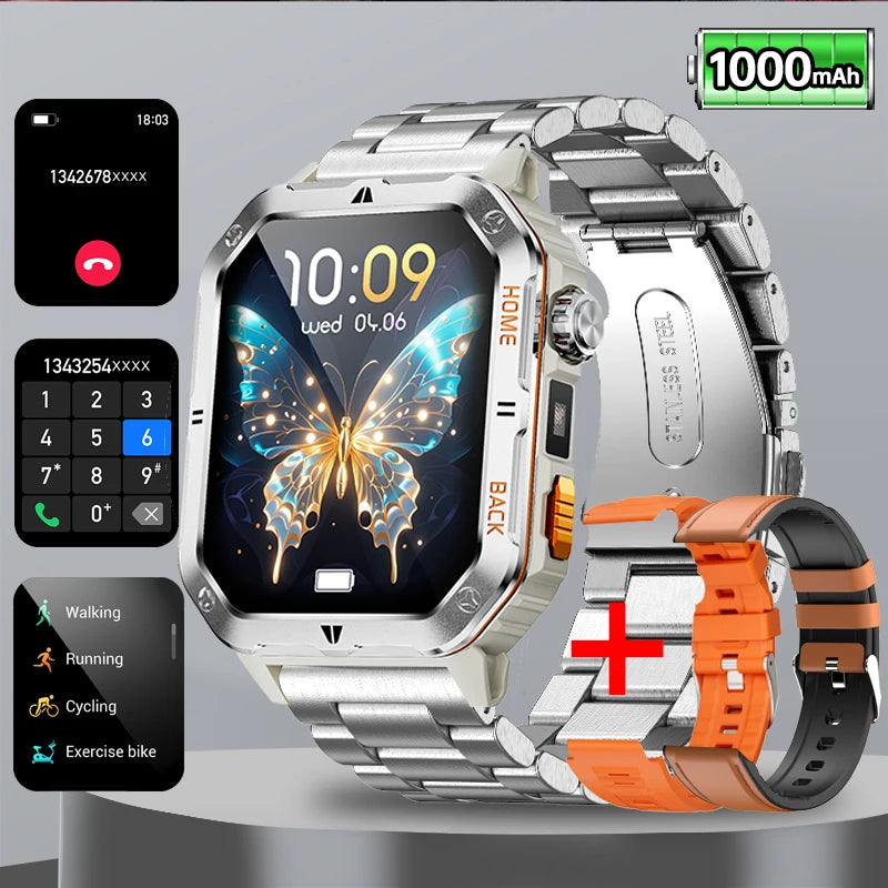 2025 New Military Outdoor 1000 mAh Battery Smart Watch Men GPS Sports Heart Rate IP68 Waterproof BT Calling Smartwatch Man xiaom