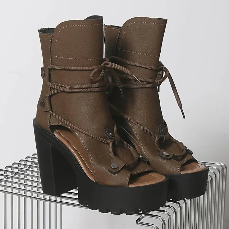 Platform Ankle Boots – Open Toe – Platform Silhouette | KIMLUD