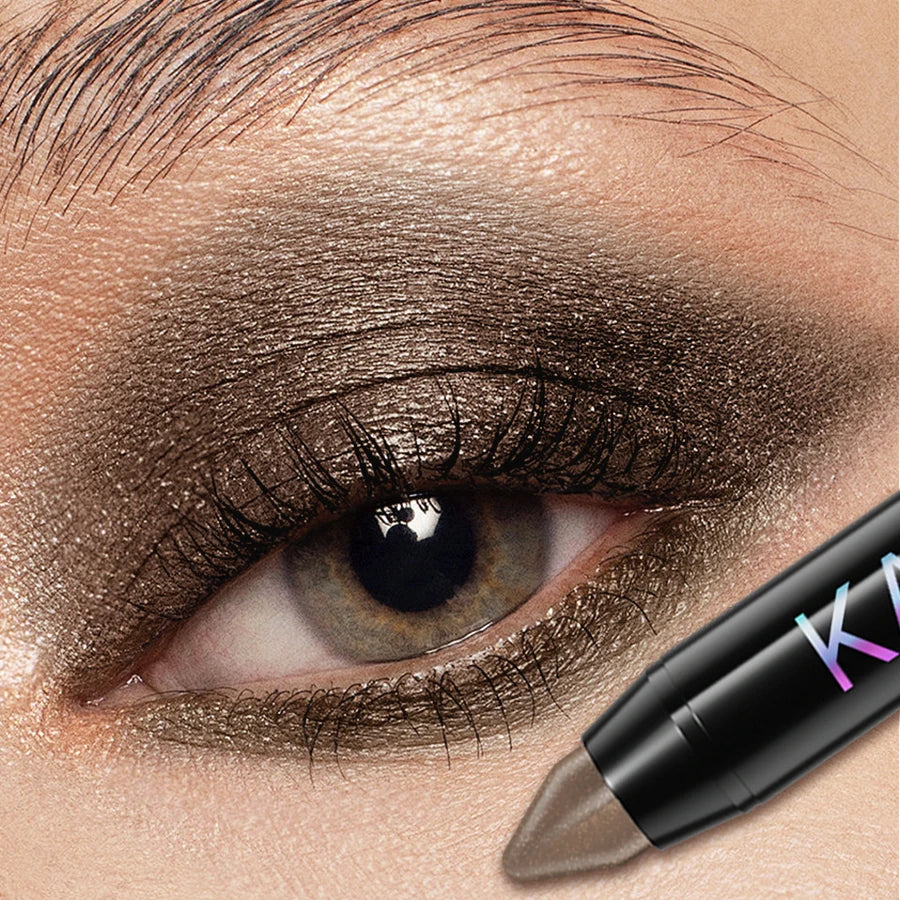 1pc Brown Pearl Eyeshadow Stick Pen Waterproof Long Lasting Eye Shadow Makeup Dark Smoky High Pigments Eye Cosmetic  Palette