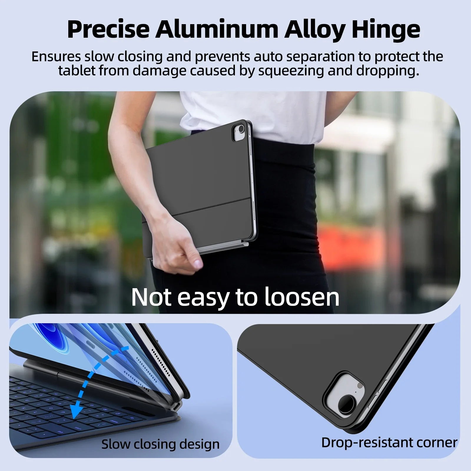 GOOJODOQ Ultra Thin Magic Keyboard for iPad Pro 11 Air 11 M3/M2 Pro 12.9 Pro 13 Pad A16 Glass Trackpad Aluminum Alloy Keyboard