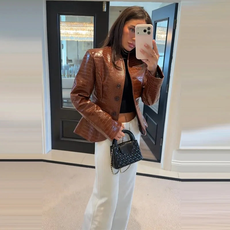 Women’s Jacket – Street Print – Polyester – O-Neck | KIMLUD
