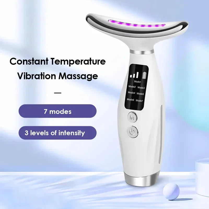 KIMLUD, Portable 7 Colors LED Light Therapy Face Neck Massager 3 Gears Adjustable Gentle Vibration Anti Wrinkle Skin Tightening Lifting, KIMLUD Womens Clothes