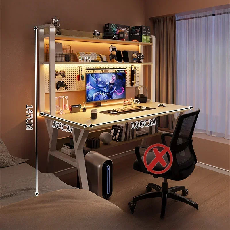Nordic Wood Desk Integrated Bookshelf — Natural Wood | KIMLUD