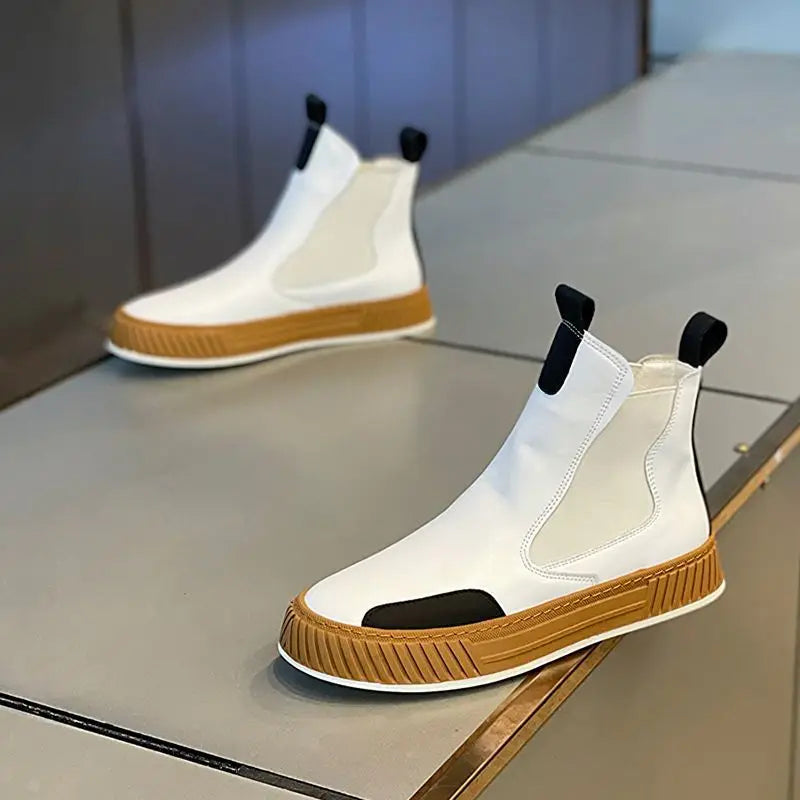 High Top Sneaker Men Winter Plush Snow Boot Fashion Casual Nubuck/Microfiber Leather Upper Height Increased Platform Board Shoes