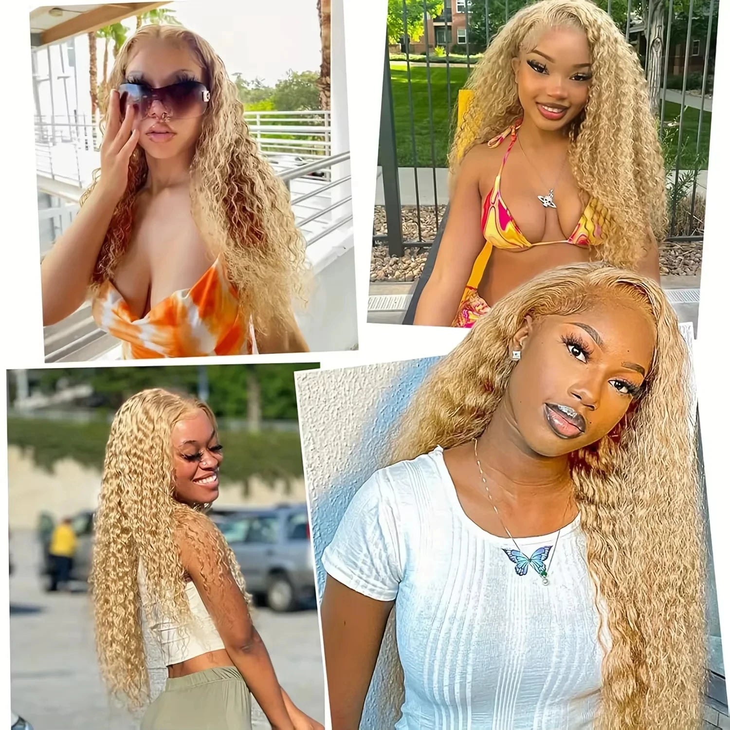 Remy Vietnamese Lace Front Wig — Loose Curly Deep Wave Honey Blonde | KIMLUD