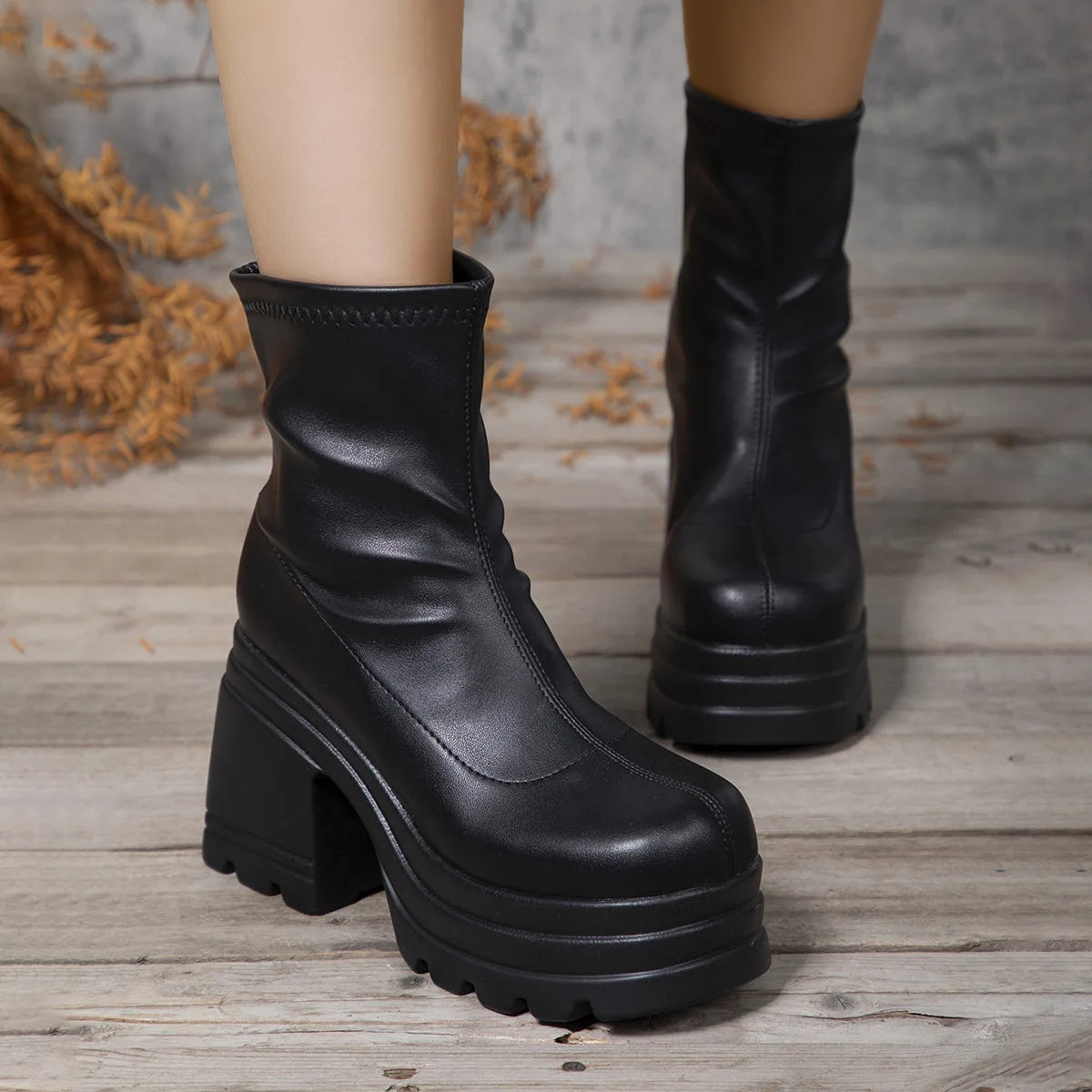 Mid-Calf Boots – Square Toe – Leather | KIMLUD