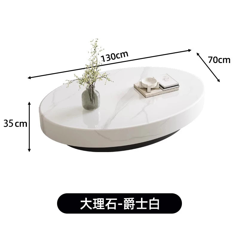 Marble Nordic Minimalist Coffee Table Round Marble Top — White | KIMLUD