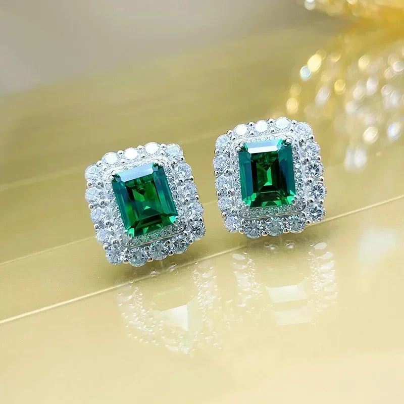 Cubic Zirconia Drop Earrings Water-Drop Inlaid — Emerald | KIMLUD