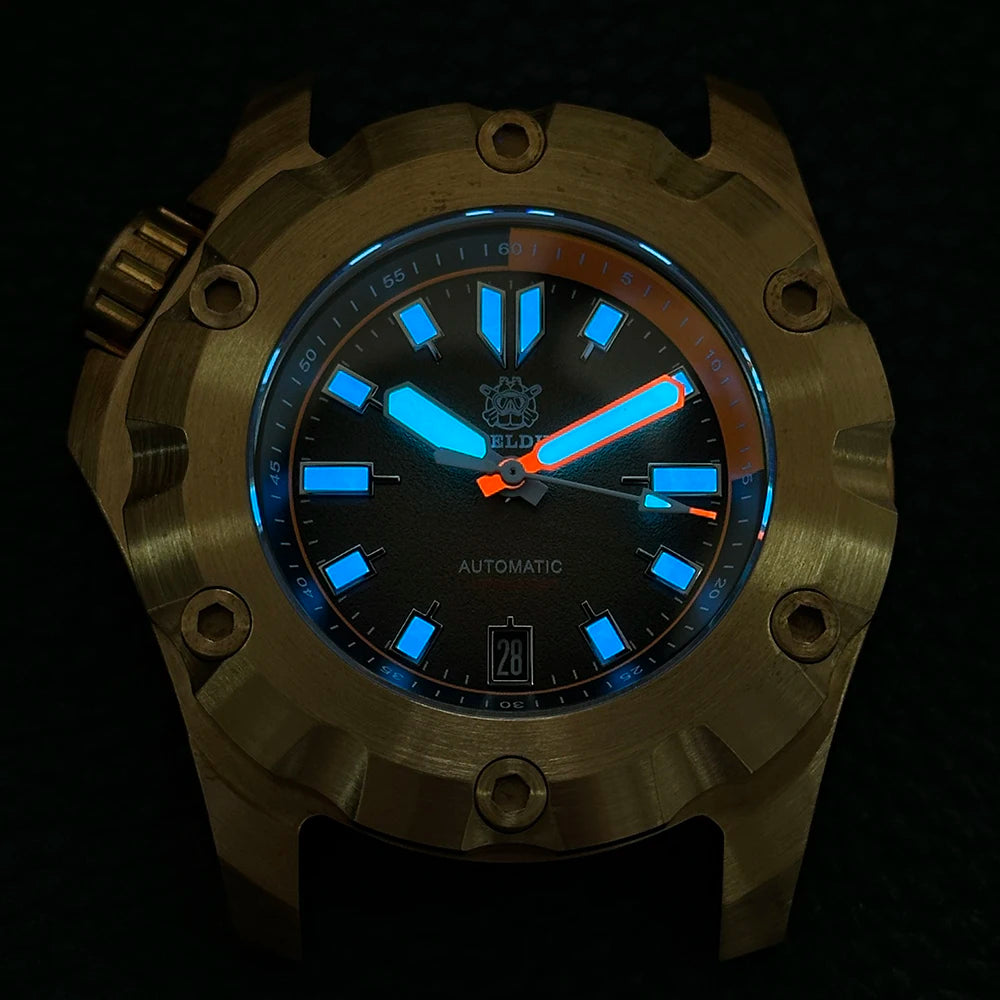2025 New Arrival SD1942S STEELDIVE Brand 45MM Solid Bronze Case and Bezel Automatic Antique 1000m Waterproof Men Dive Watches