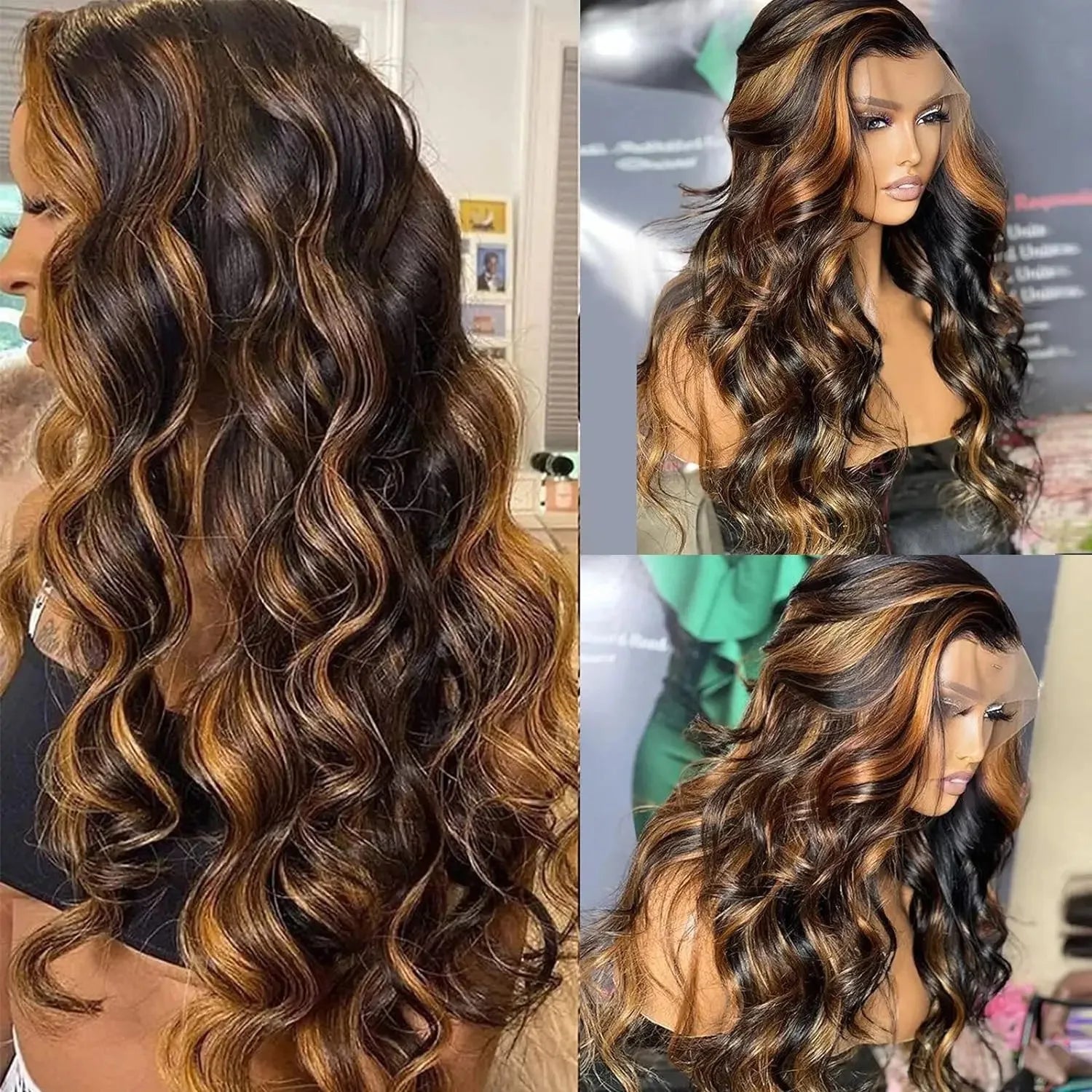HD Lace Frontal Wig – Highlight Wave – Human Hair – Honey Blonde | KIMLUD