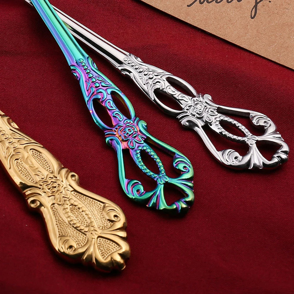 Gold-Plated Stainless Steel Cutlery Set Royal European Spoon Fork Collection — Golden | KIMLUD