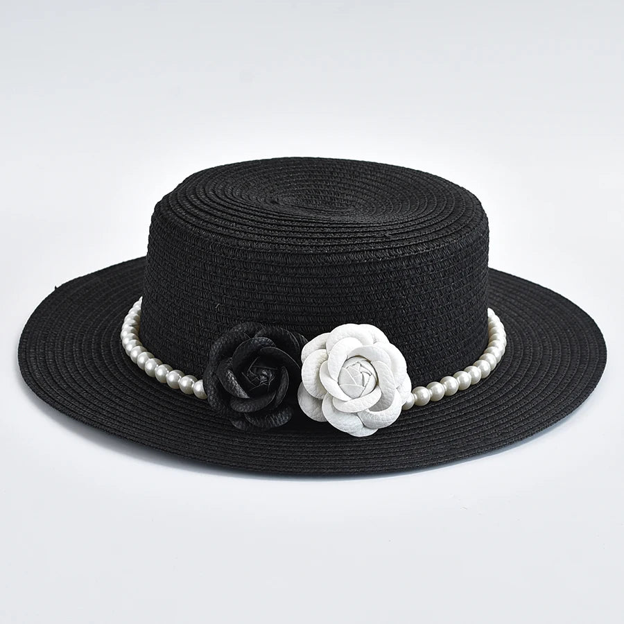 Straw French Style Classic Boater Hat — Beige | KIMLUD