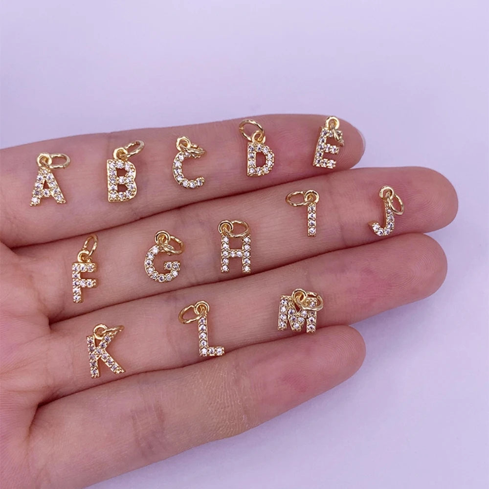 Gold Plated Initials Pendant Alphabet CZ Zircon — Gold | KIMLUD