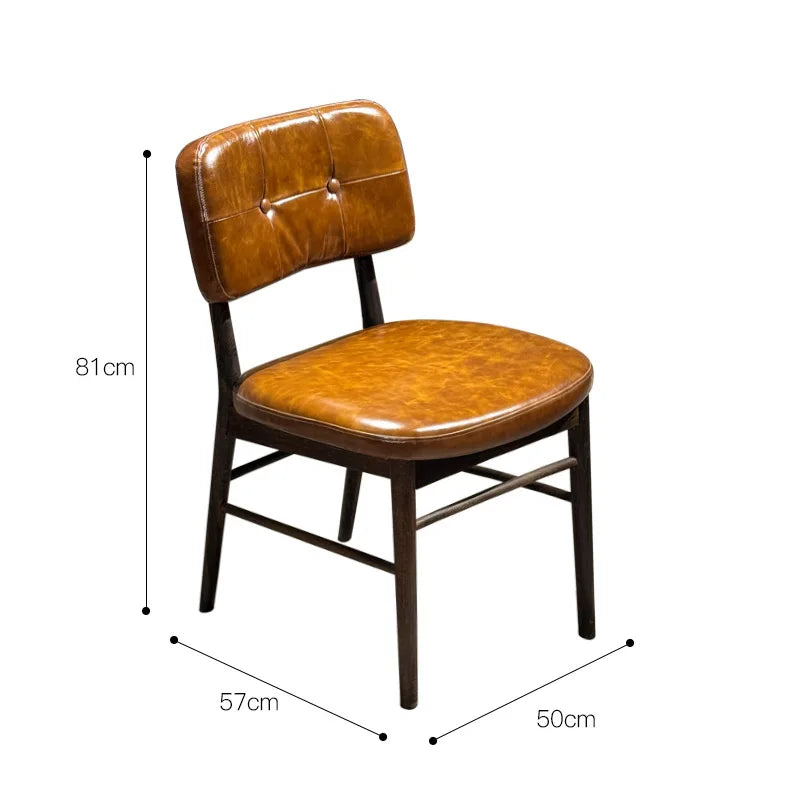 Minimalist Modern Wood Dining Chair With Camel Leather Seat — Camel | KIMLUD