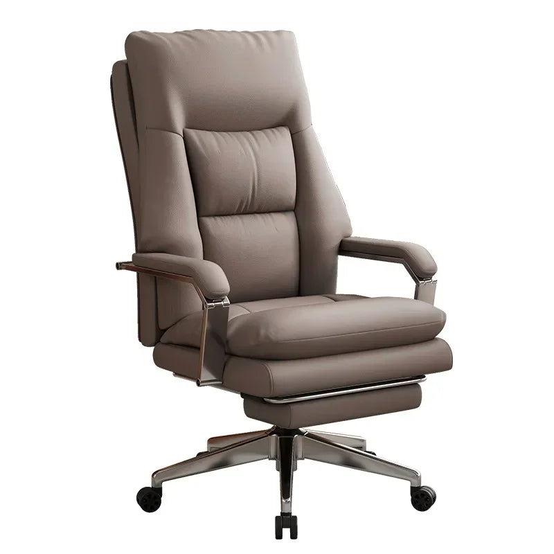 KIMLUD, Leather Boss Chair Office Chair Recumbent Back Study Chair Ergonomic Home Computer Chair, KIMLUD Womens Clothes