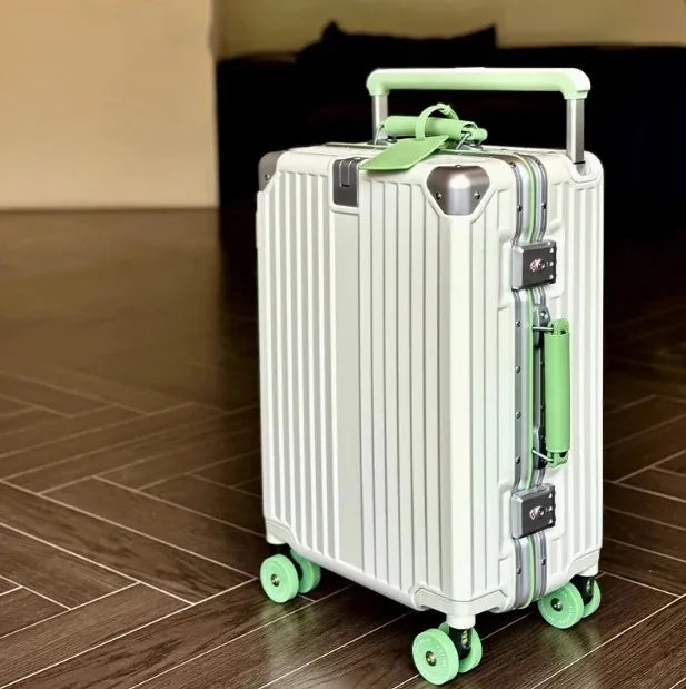 Wide Handlebar Travel Balance Trolley Suitcase with Colorful Silent Wheels TSA Lock Rolling Luggage Large Capacity PC Material