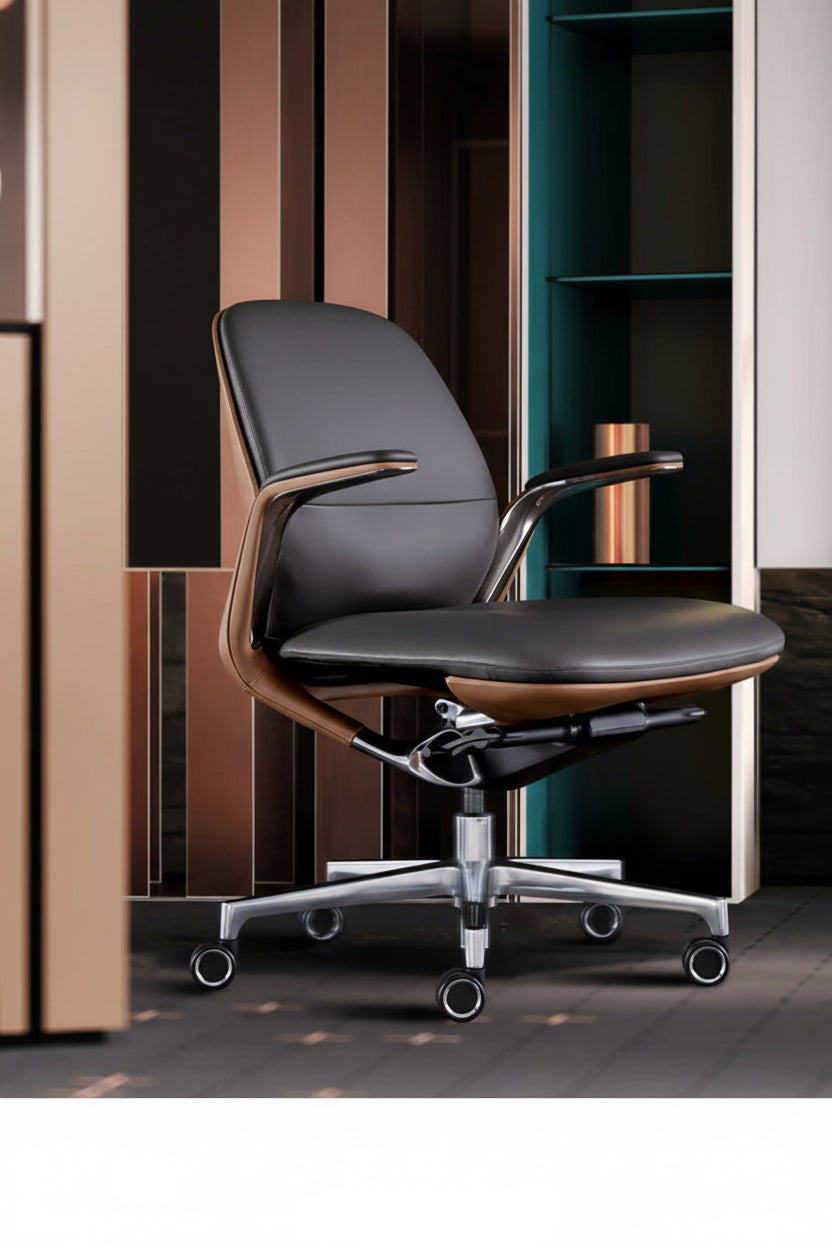 Genuine Leather Ergonomic Executive Office Chair — Black | KIMLUD