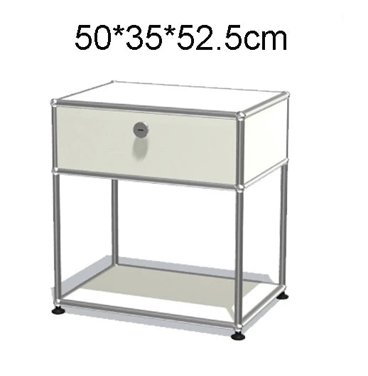 Stainless Steel Nightstand Modular Storage — Red | KIMLUD