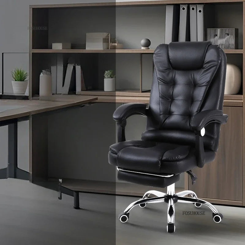 Office Chair – Ergonomic Reclining Backrest – Synthetic Leather | KIMLUD