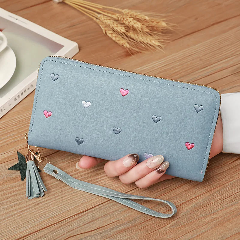 Women Long Wallets Purses Luxury Love Heart Wallets for Ladies Girl Money  Pocket Card Holder Female Wallets Phone Clutch Bag