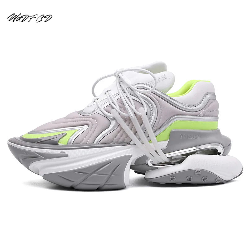 Chunky Sneaker Women Men Designer Spaceship Sport Shoes Fashion Casual Microfiber Leather Fabric Height Increased Platform Shoes
