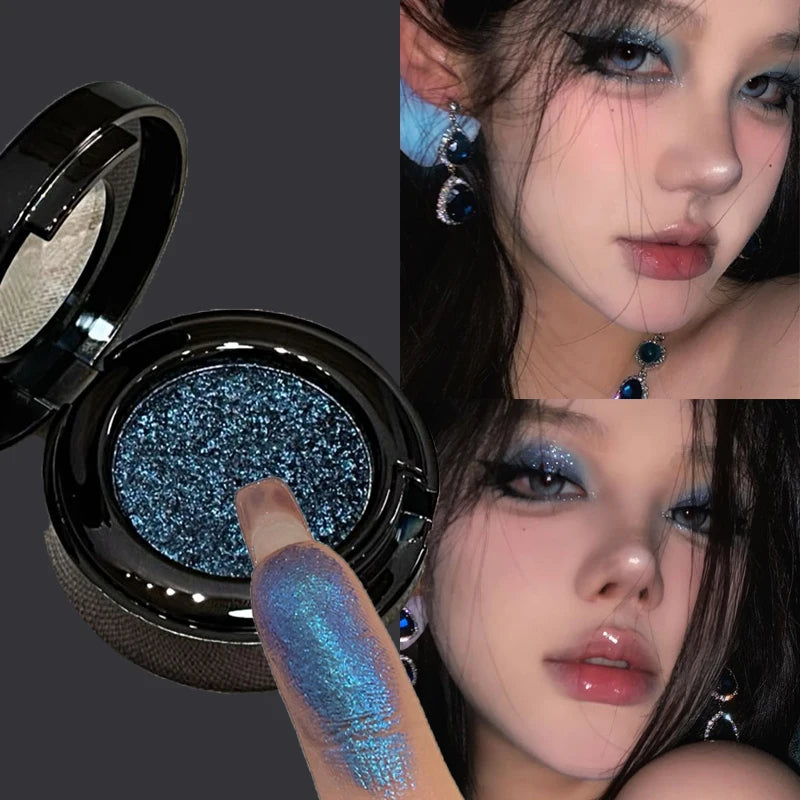 Cream Metallic Eyeshadow Palette Smoked Green With Chameleon Blue Sparkle — Smoked Green | KIMLUD