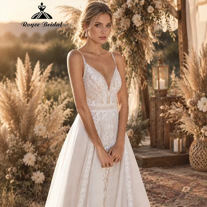 A-Line Wedding Dress – Backless – Tulle Lace Appliques | KIMLUD